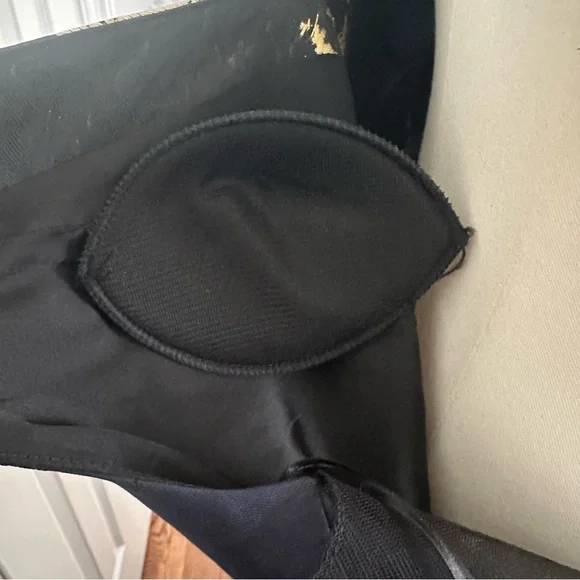 Alberto Makali Elegant Navy Gold V-Neck Sheer Back Wedding Guest Dress Size 6 - Picture 9 of 15